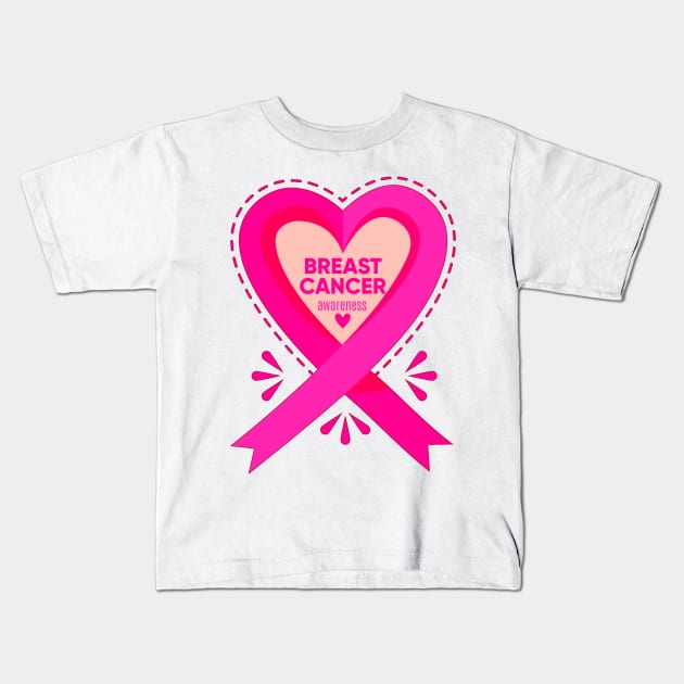 In October We Wear Pink Breast Cancer Awareness Survivor Kids T-Shirt by Goods-by-Jojo